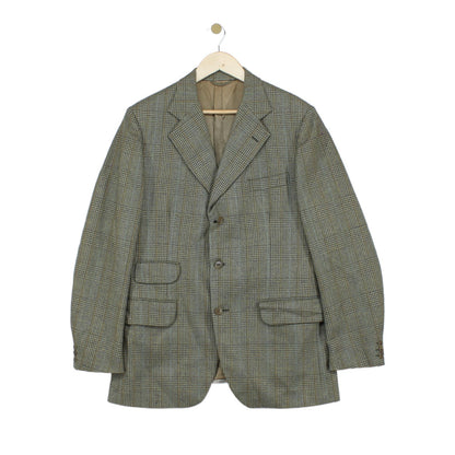Mens Tweed Blazer Check Tailored Long