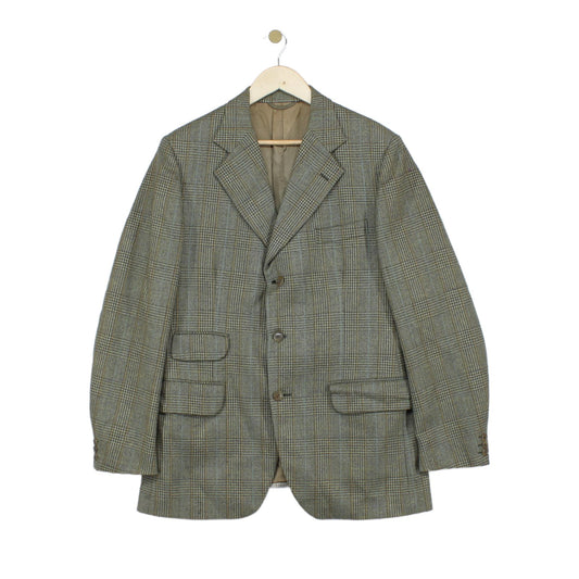 Mens Tweed Blazer Check Tailored Long