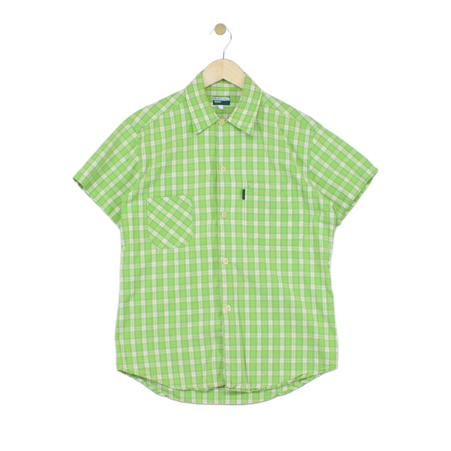 Mens Plaid Shirt Short Sleeve Button Up