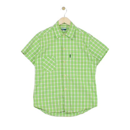 Mens Plaid Shirt Short Sleeve Button Up