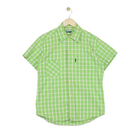 Mens Plaid Shirt Short Sleeve Button Up