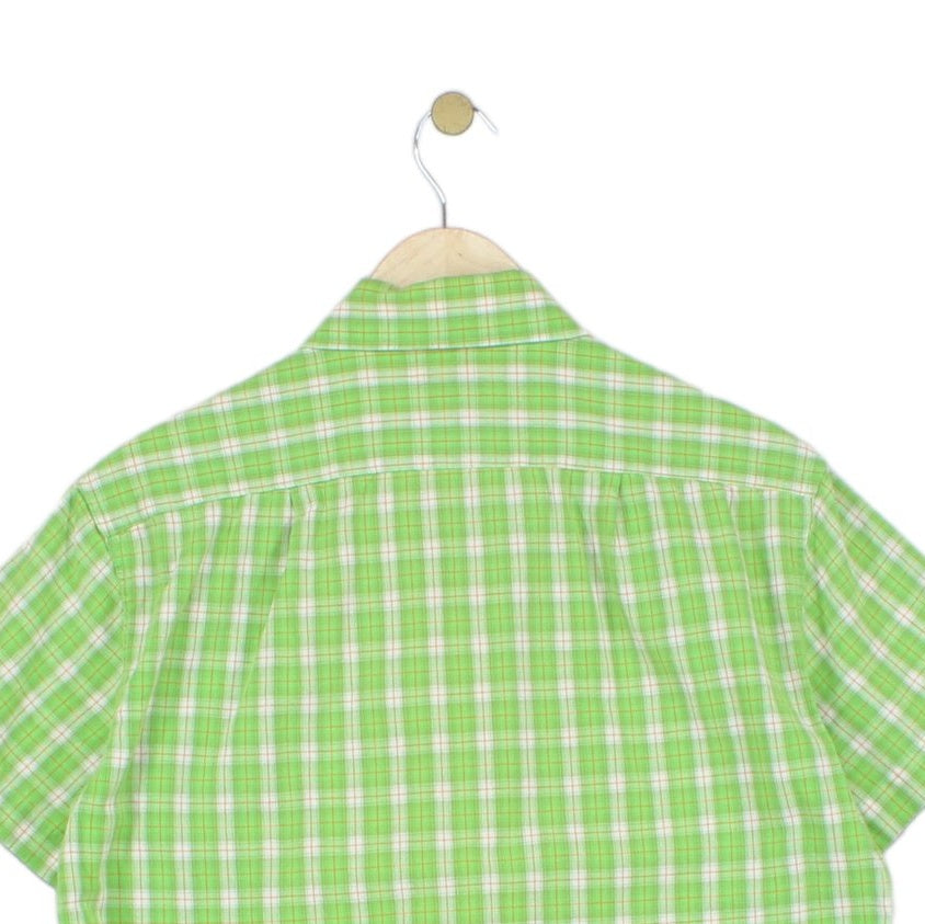 Mens Plaid Shirt Short Sleeve Button Up