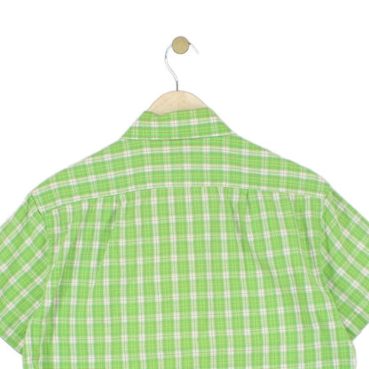 Mens Plaid Shirt Short Sleeve Button Up