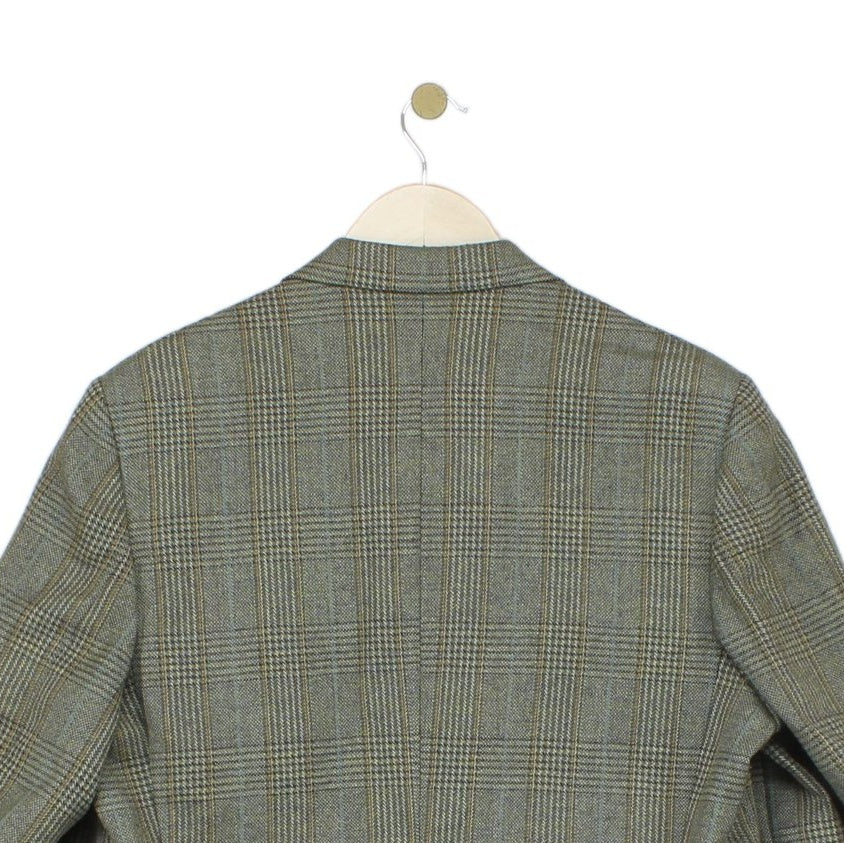 Mens Tweed Blazer Check Tailored Long