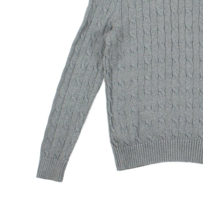 Mens Cable Knit Jumper Crew Neck Long Sleeve Cotton