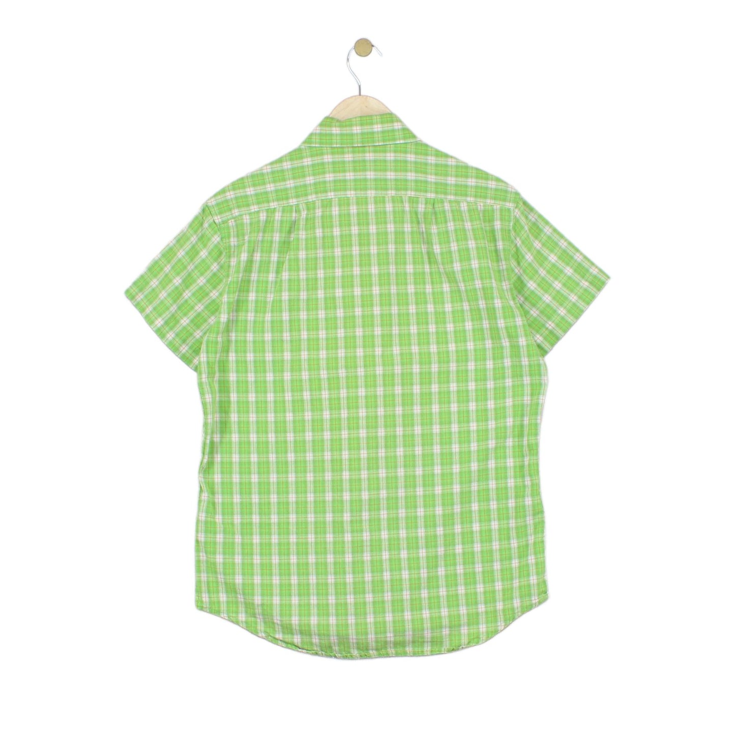 Mens Plaid Shirt Short Sleeve Button Up