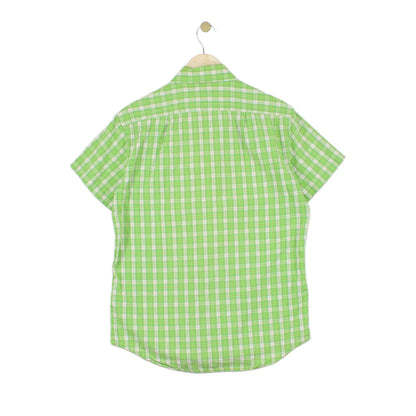 Mens Plaid Shirt Short Sleeve Button Up