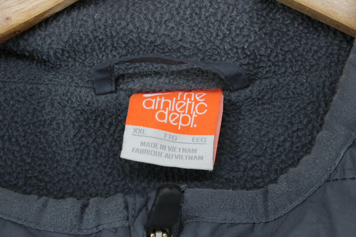 Mens Quilted Jacket Hooded Full Zip Two Tone Fleece Lined