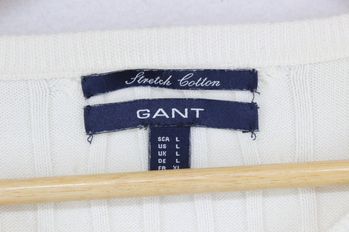 Womens Cable Knit Cardigan Stretch Cotton Long Sleeve