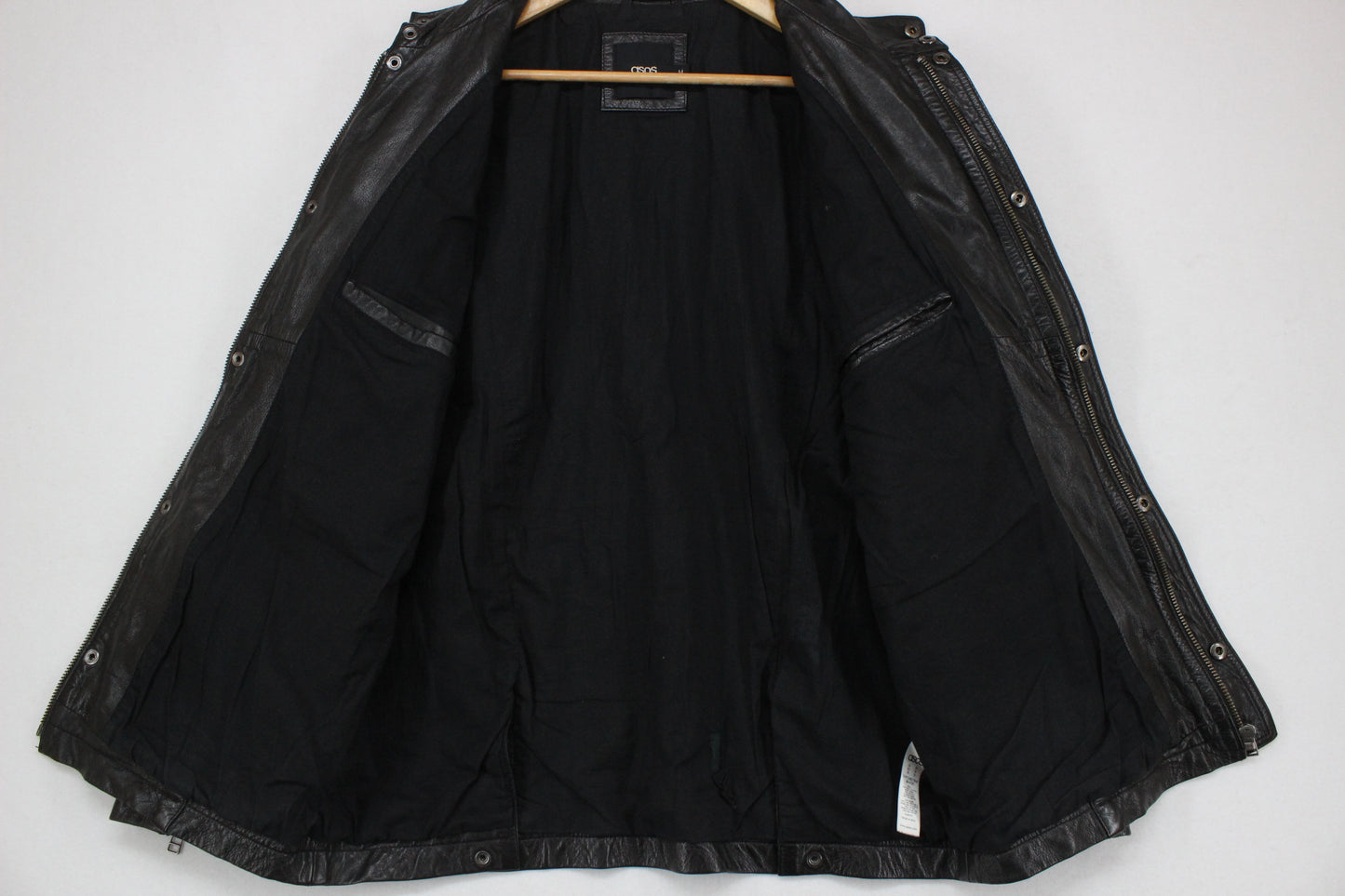 Mens Leather Jacket Utility Pockets Biker