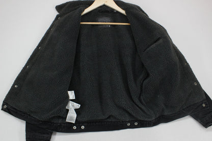 Mens Sherpa Denim Jacket Trucker Snap