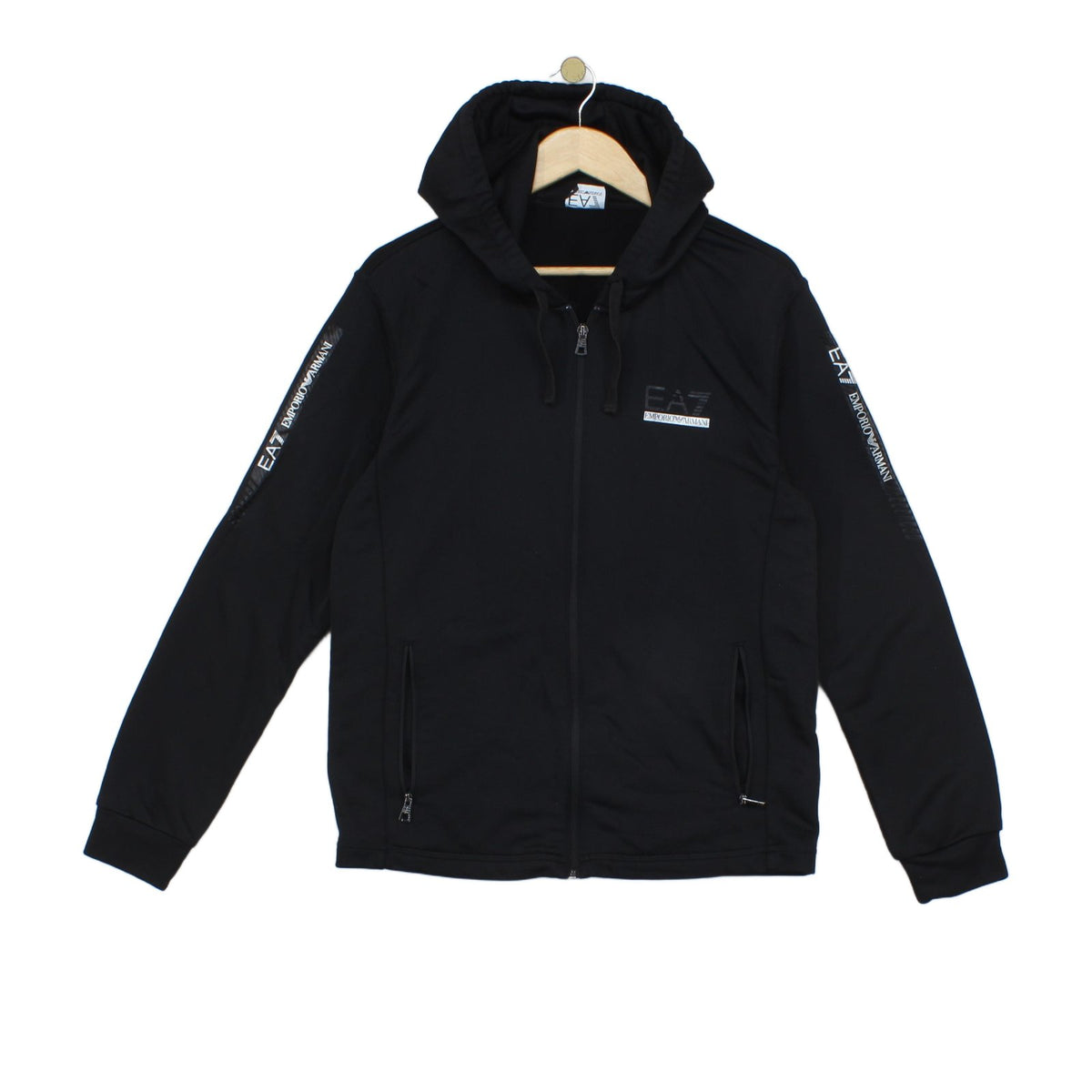 Mens Hoodie Full Zip Logo Sleeve