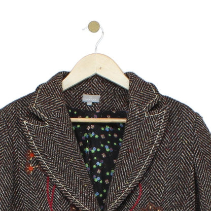Womens Wool Blazer Floral Embroidered