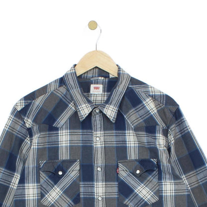 Mens Plaid Shirt Western Snap Check Long Sleeve