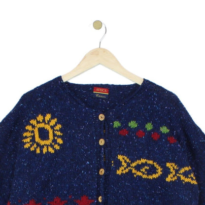 Womens Chunky Knit Cardigan Relaxed Fit Patterned