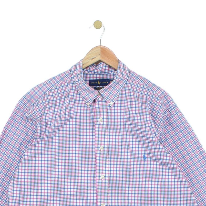 Mens Check Shirt Stretch Button Up