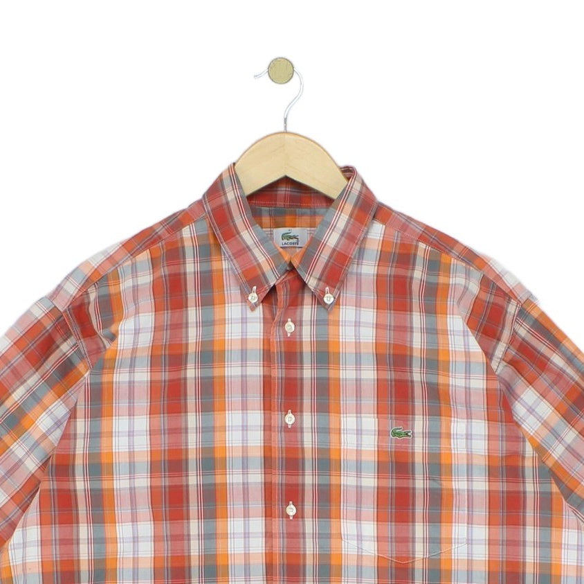 Mens Check Shirt Short Sleeve Button Up