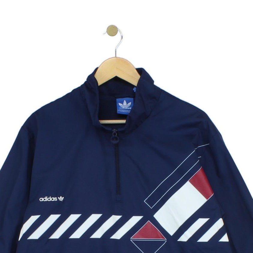 Mens Track Jacket 1/4 Zip Streetwear Logo Retro