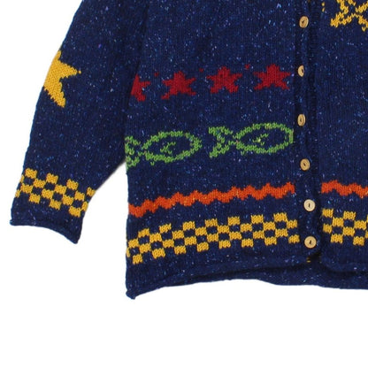 Womens Chunky Knit Cardigan Relaxed Fit Patterned