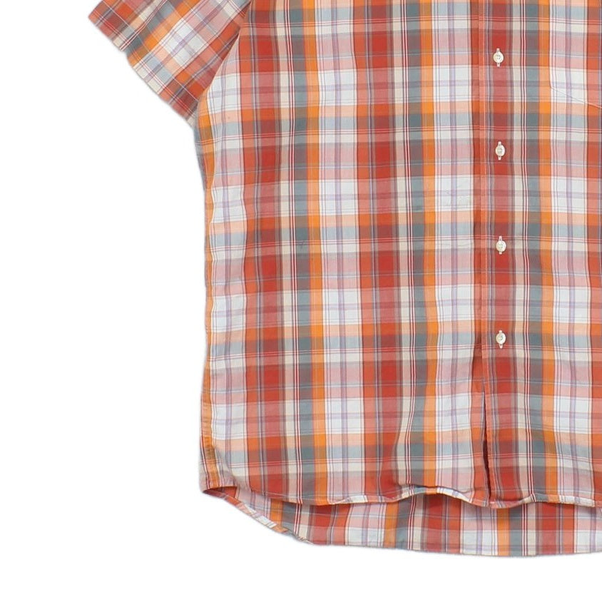 Mens Check Shirt Short Sleeve Button Up