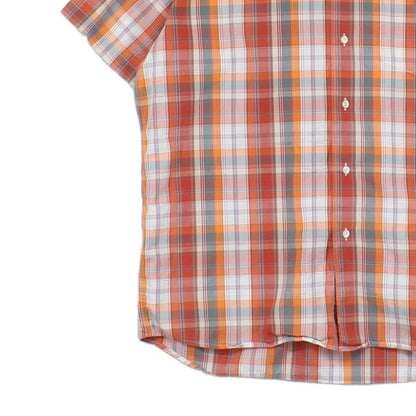 Mens Check Shirt Short Sleeve Button Up