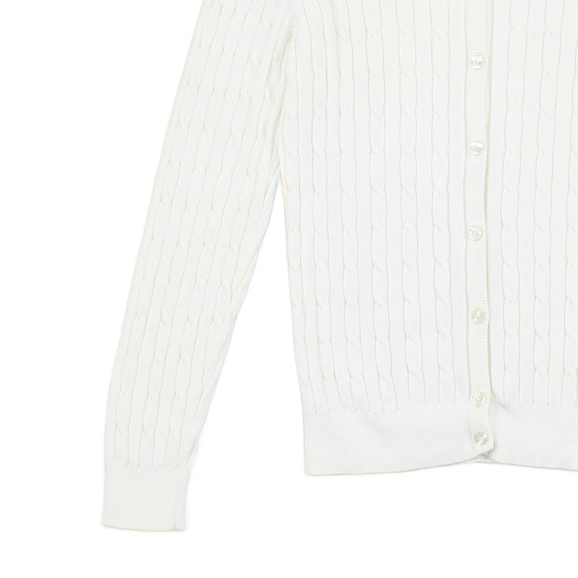 Womens Cable Knit Cardigan Stretch Cotton Long Sleeve