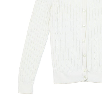 Womens Cable Knit Cardigan Stretch Cotton Long Sleeve