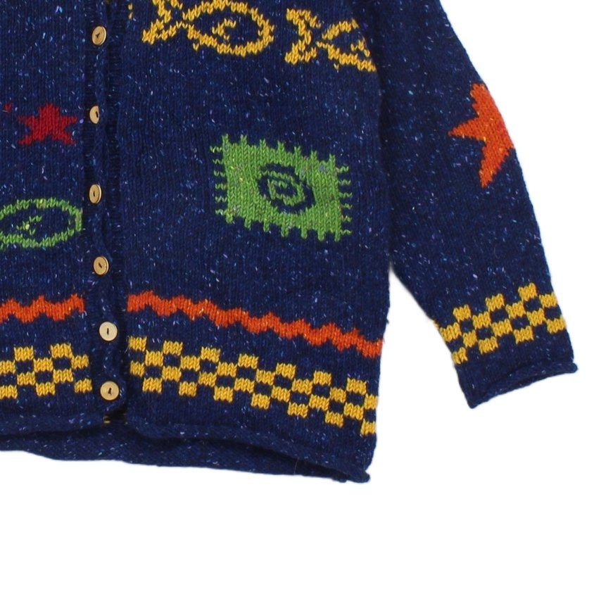 Womens Chunky Knit Cardigan Relaxed Fit Patterned