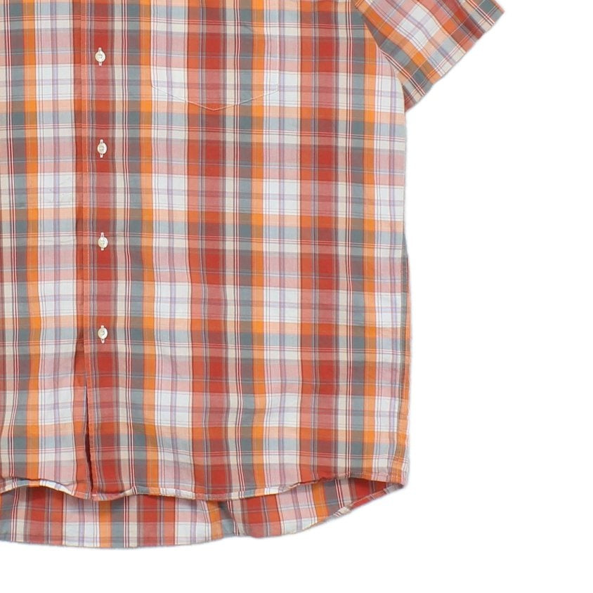 Mens Check Shirt Short Sleeve Button Up