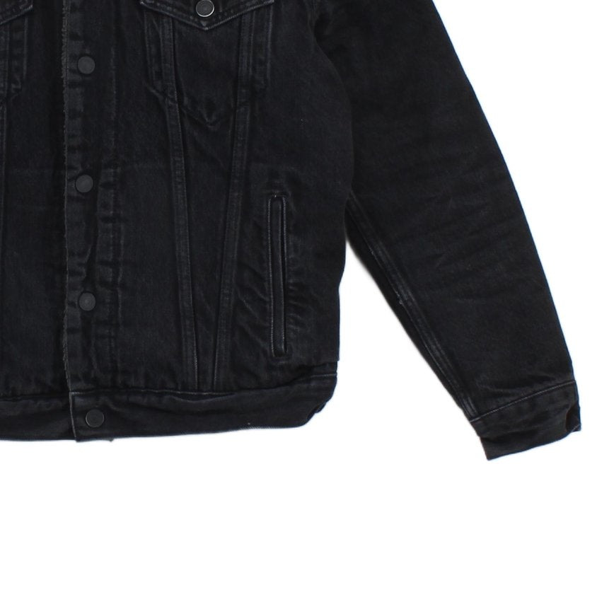 Mens Sherpa Denim Jacket Trucker Snap