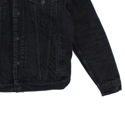 Mens Sherpa Denim Jacket Trucker Snap