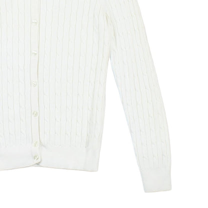 Womens Cable Knit Cardigan Stretch Cotton Long Sleeve