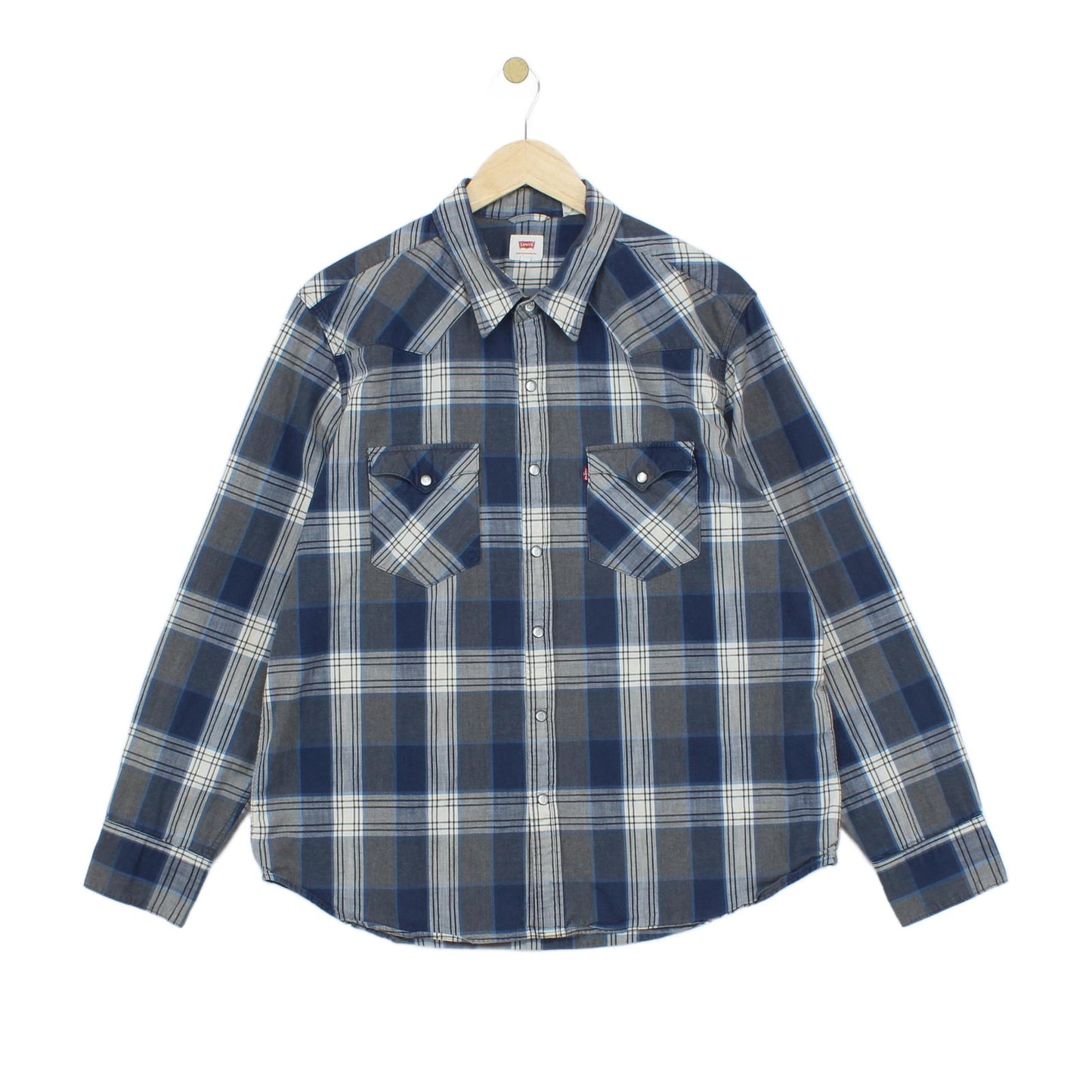 Mens Plaid Shirt Western Snap Check Long Sleeve