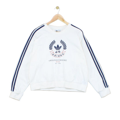 Womens Sweatshirt Embroidered Logo Stripes