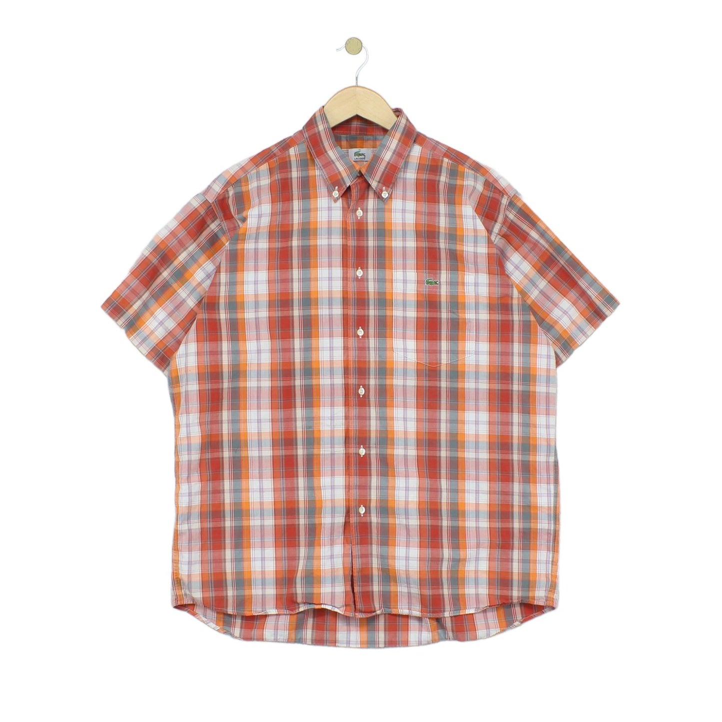 Mens Check Shirt Short Sleeve Button Up