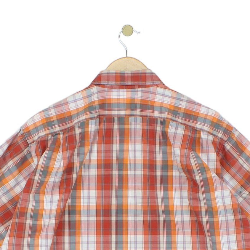 Mens Check Shirt Short Sleeve Button Up