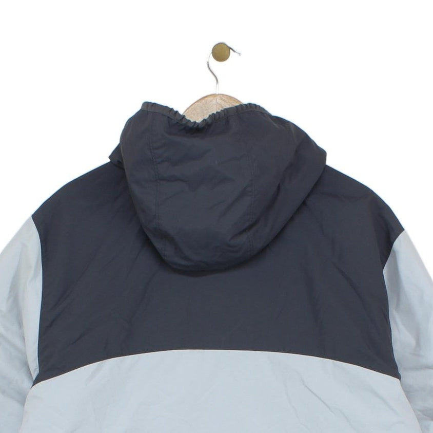 Mens Quilted Jacket Hooded Full Zip Two Tone Fleece Lined