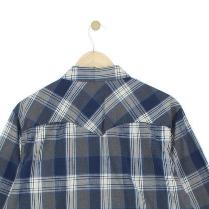 Mens Plaid Shirt Western Snap Check Long Sleeve