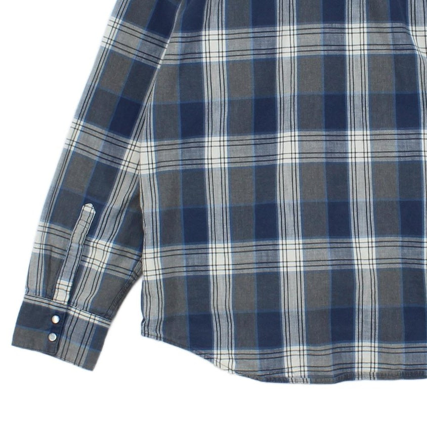 Mens Plaid Shirt Western Snap Check Long Sleeve