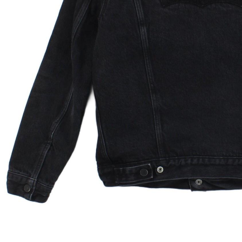 Mens Sherpa Denim Jacket Trucker Snap