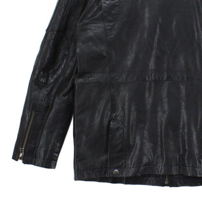 Mens Leather Jacket Utility Pockets Biker