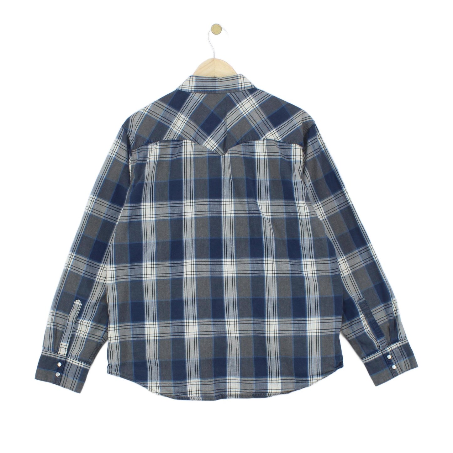 Mens Plaid Shirt Western Snap Check Long Sleeve