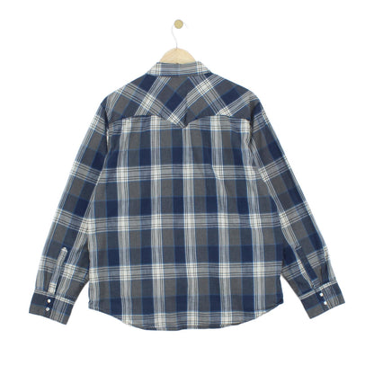 Mens Plaid Shirt Western Snap Check Long Sleeve