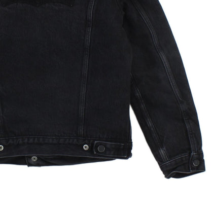 Mens Sherpa Denim Jacket Trucker Snap