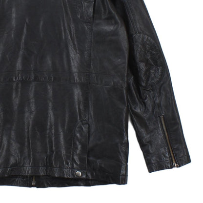 Mens Leather Jacket Utility Pockets Biker