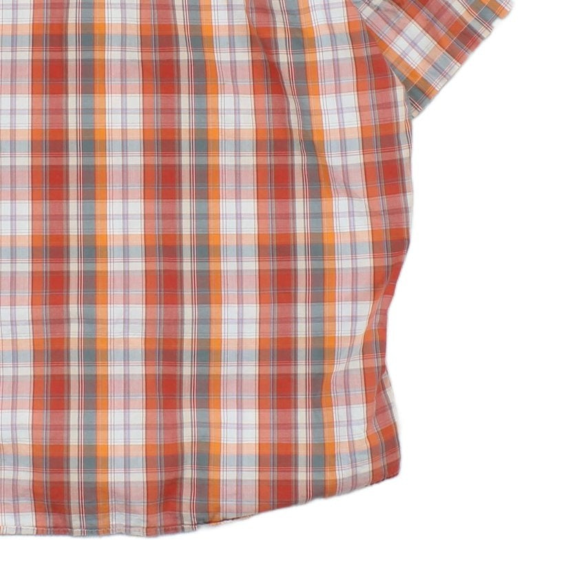 Mens Check Shirt Short Sleeve Button Up