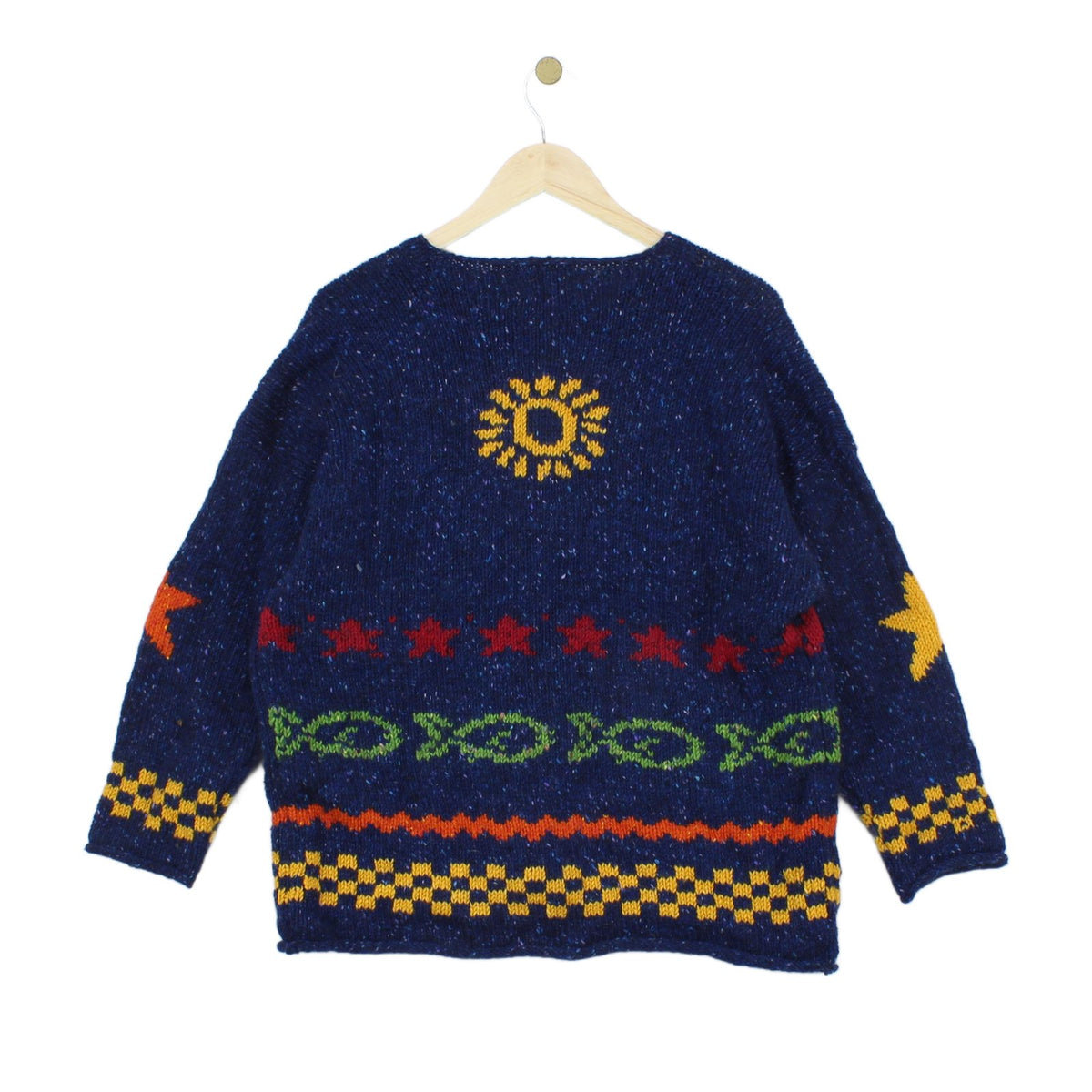 Womens Chunky Knit Cardigan Relaxed Fit Patterned