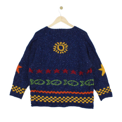 Womens Chunky Knit Cardigan Relaxed Fit Patterned