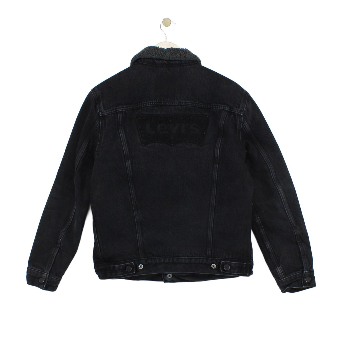 Mens Sherpa Denim Jacket Trucker Snap