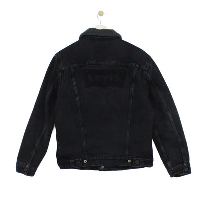 Mens Sherpa Denim Jacket Trucker Snap